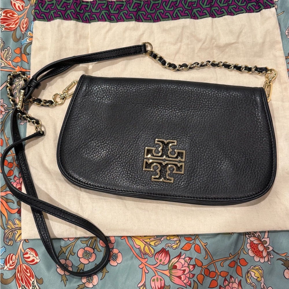 Tory Burch Black Pebbled Leather Crossbody Bag